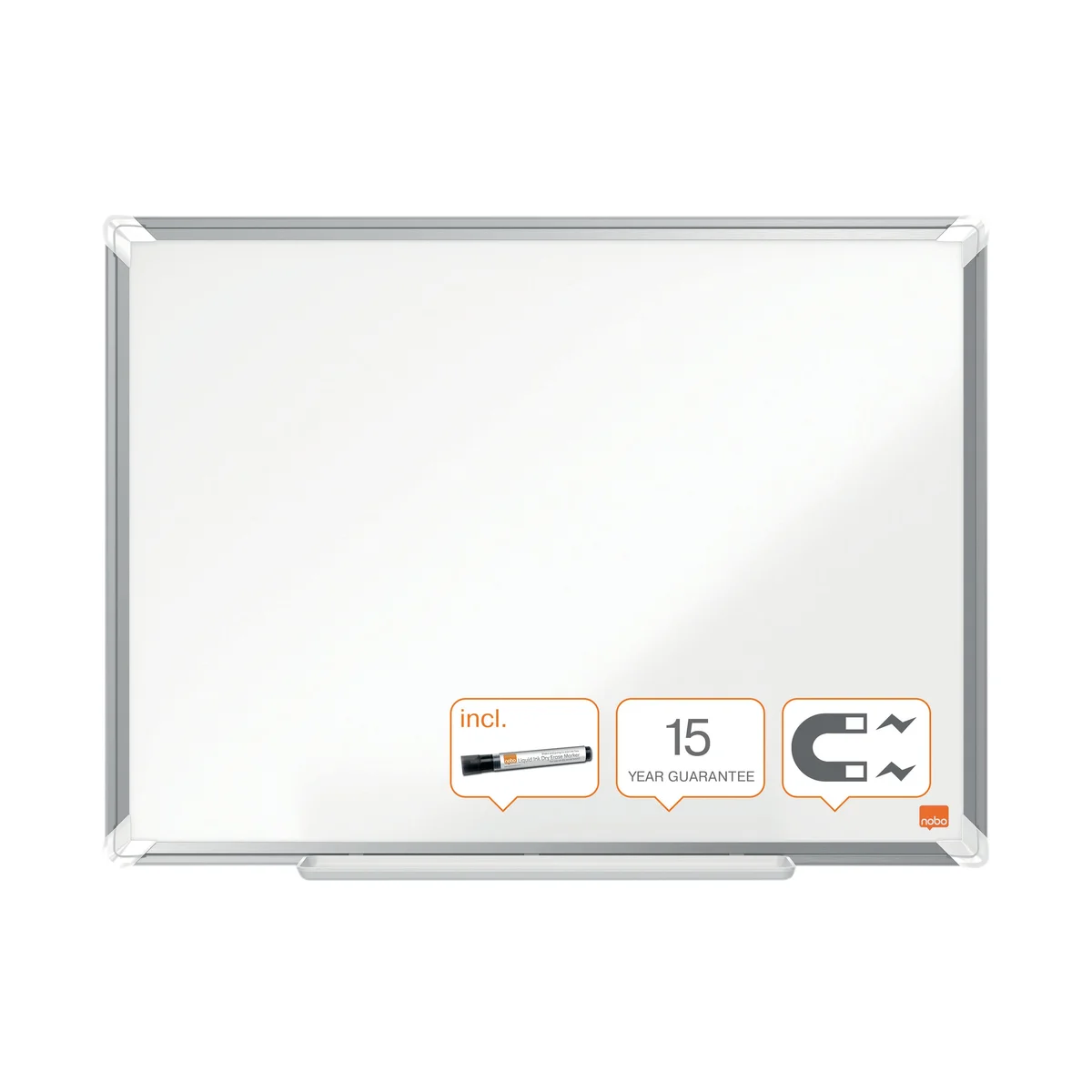 Nobo Premium Plus Steel Magnetic Whiteboard 900 x 600mm1915155 - Image 1