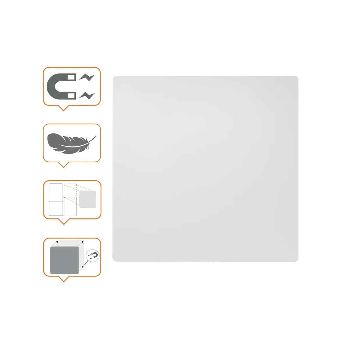 Nobo Frameless Magnetic Modular Whiteboard 450x450mm 1915655 - Image 3