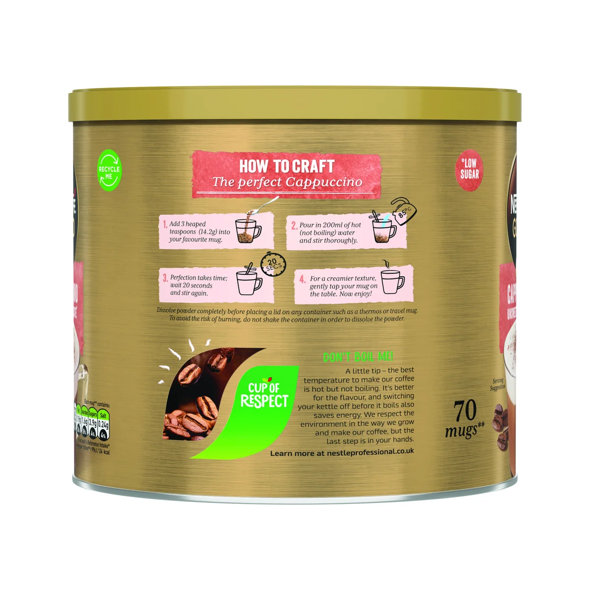Nescafe Gold Cappuccino Unsweetened Taste Instant Coffee 1kg 12582351 - Image 4