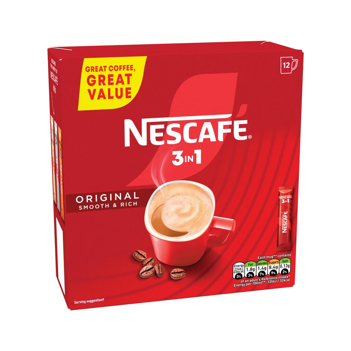 Nescafe 3-in-1 Original Coffee Sachets (Pack of 12) 12593075 - Image 2