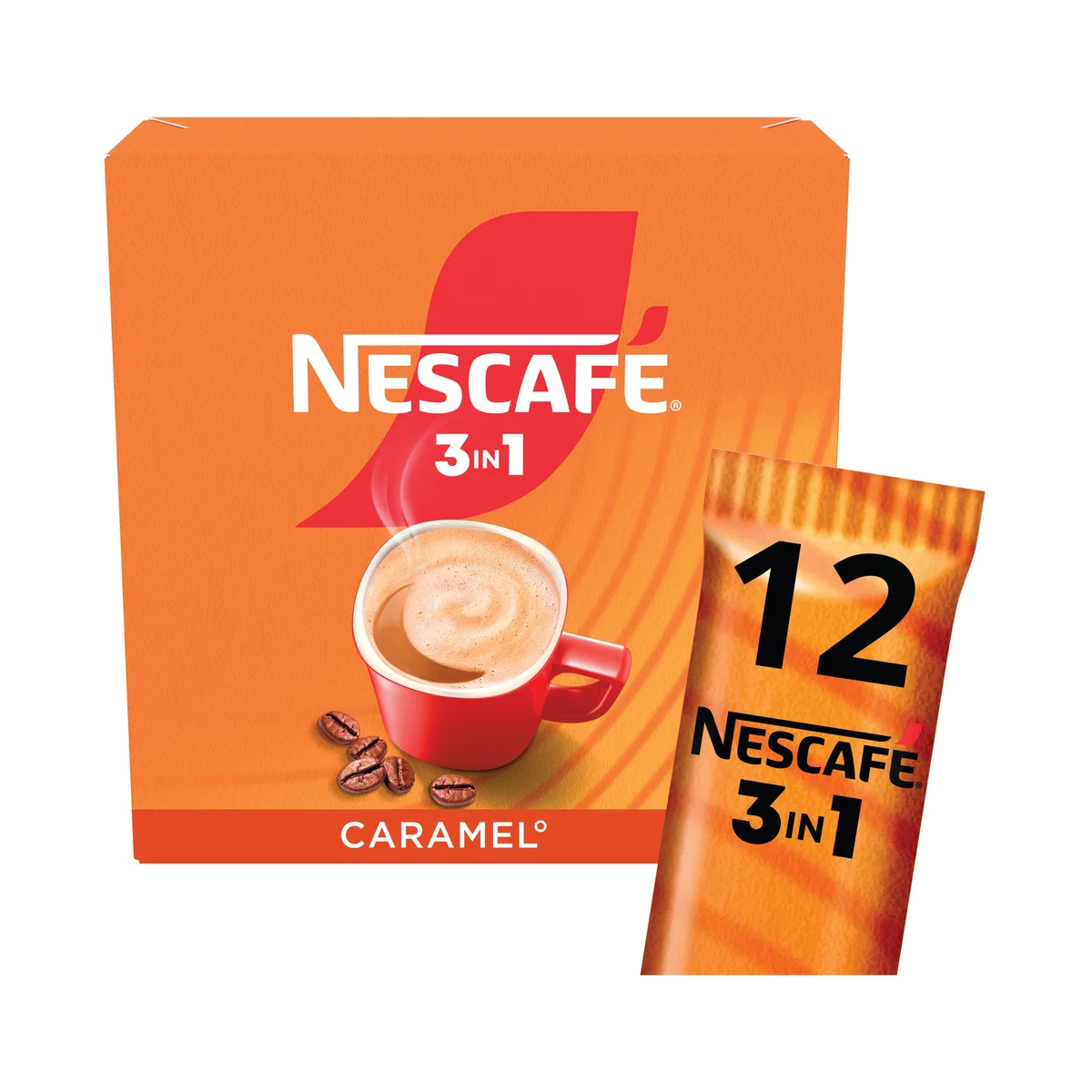 Nescafe 3-in-1 Caramel Coffee Sachets (Pack of 12) 12593161 - Image 3