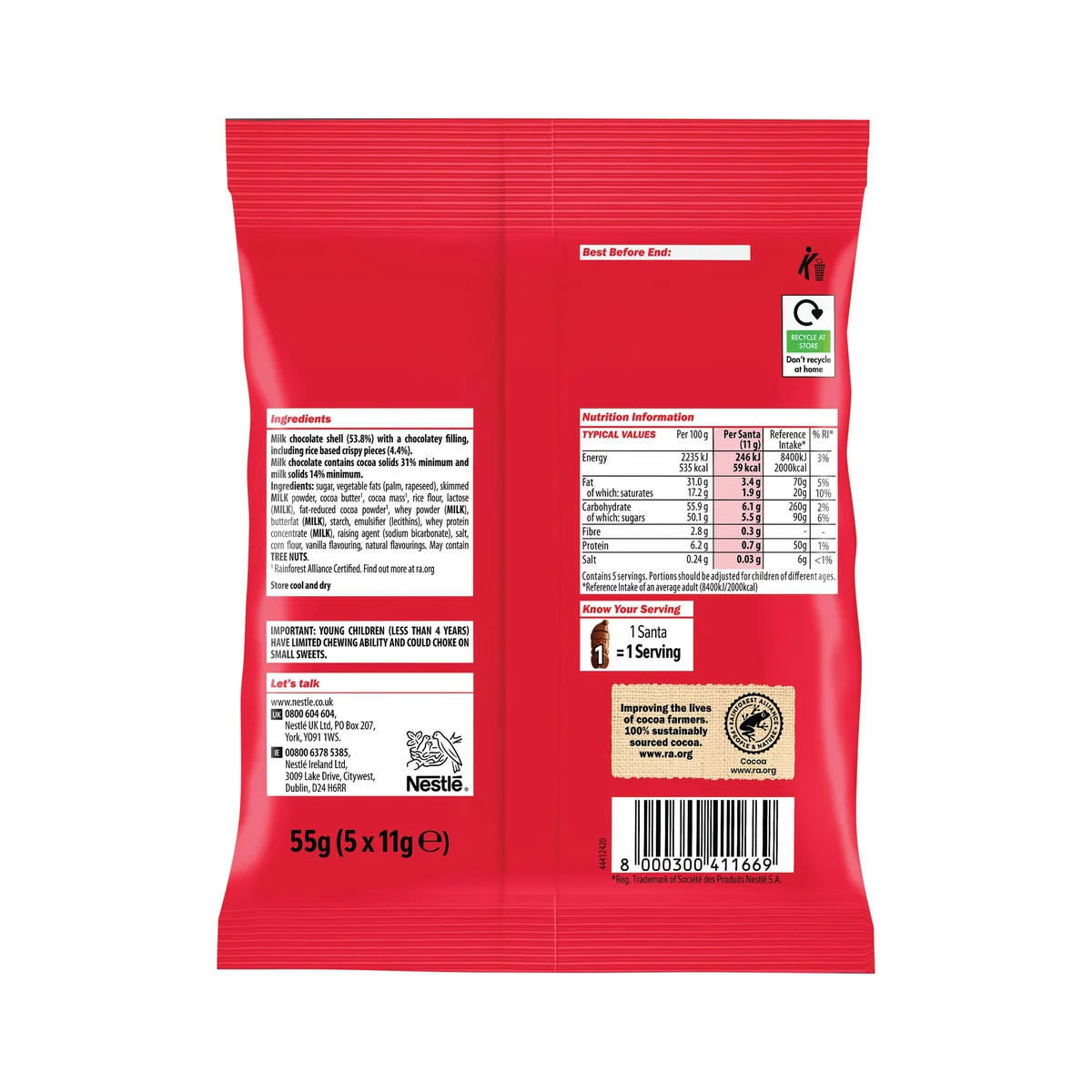 Nestle KitKat Mini Pouch Santa 55g 12479536 - Image 2