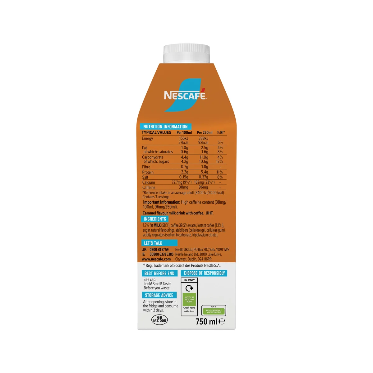 Nescafe Iced Caramel Latte Ready To Drink 750ml (Pack of 6) 12626386 - Image 2