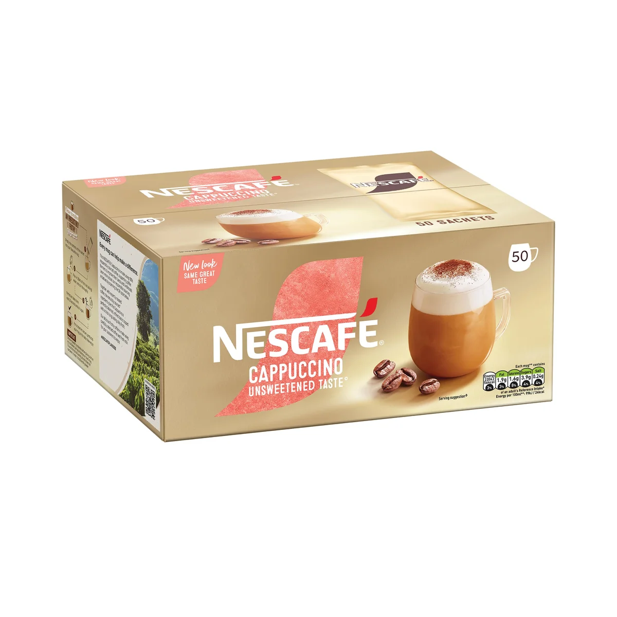 Nescafe Gold Cappuccino Unsweetened Instant Coffee Sachets (Pack of 50) 12582308 - Image 3