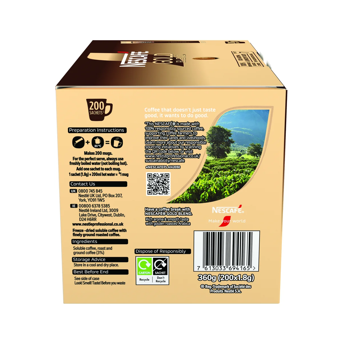 Nescafe Gold Blend One Cup Sticks Coffee Sachets (Pack of 200) 12340523 - Image 4