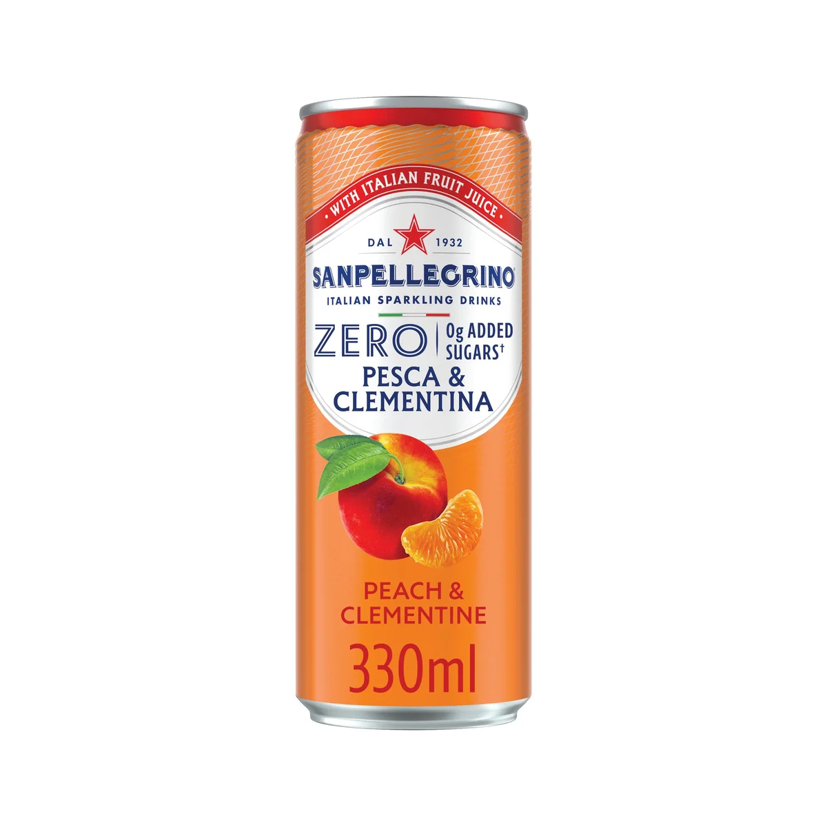 San Pellegrino Zero Fruit Beverages Peach + Clementine 33ml Can (Pack of 24) 12602682 - Image 2