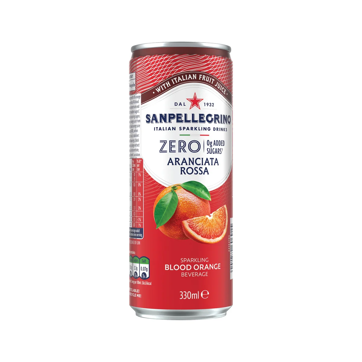 San Pellegrino Zero Fruit Beverages Blood Orange 330ml Can (Pack of 24) 12602787 - Image 2