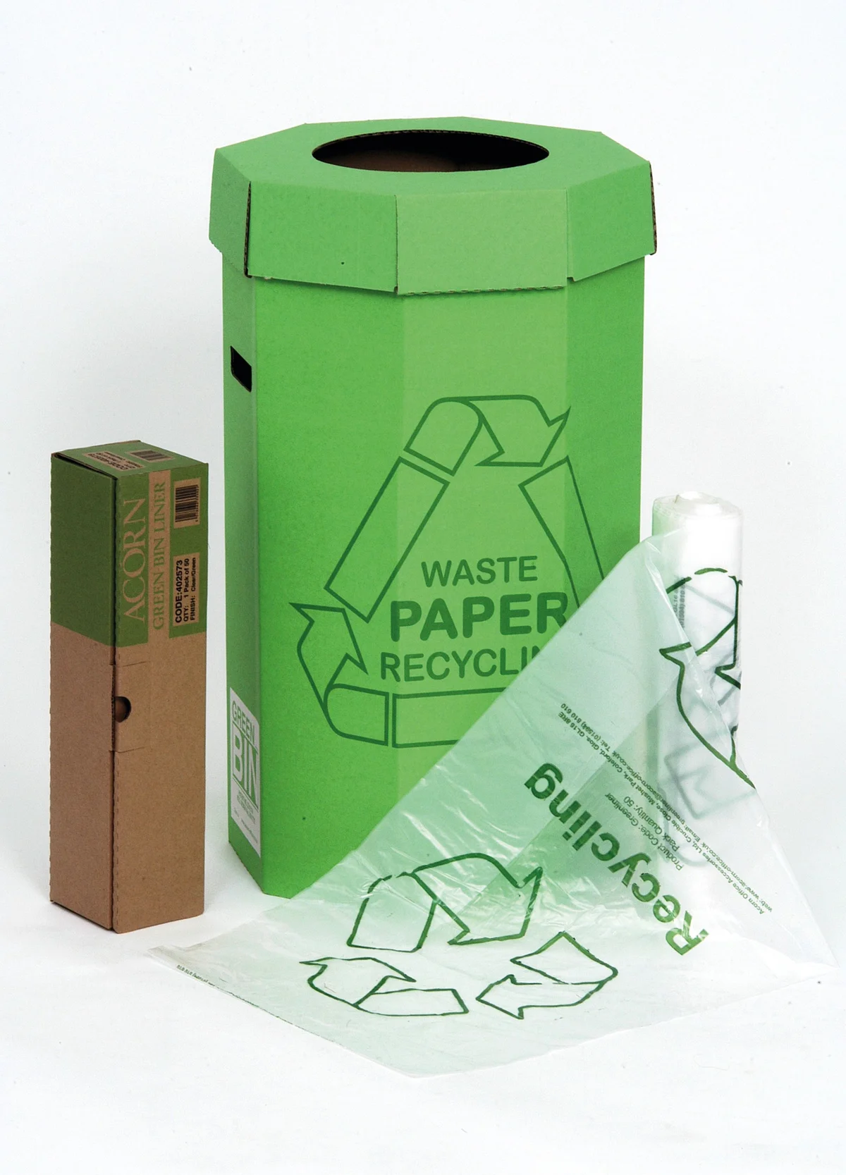 Acorn Cardboard Recycling Bin 60 Litre Green (Pack of 5) 402565 - Image 3