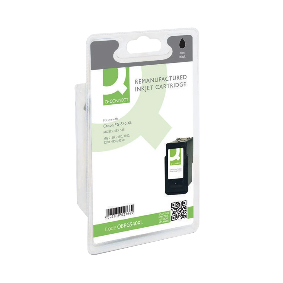 Q-Connect Remanufactured Inkjet Cartridge High Yield Black For Canon PG-540XL PG-540XL-COMP - Image 1