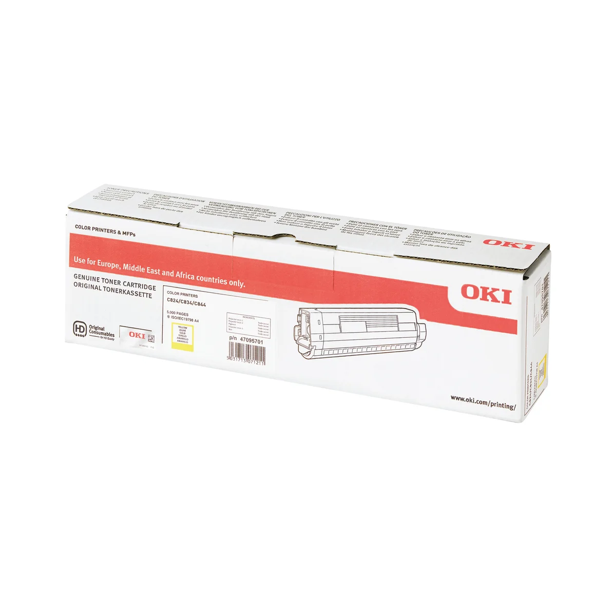 Oki C824 5K Toner Cartridge Yellow 47095701 - Image 3