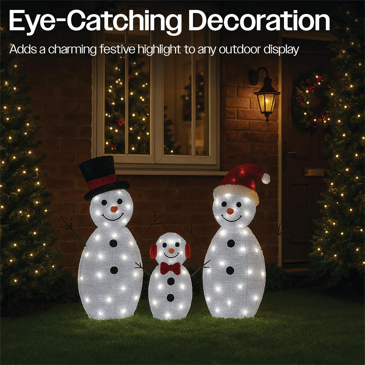LED Outdoor Light Up Snowman Warm White (Pack of 3) XH10096 - Image 2