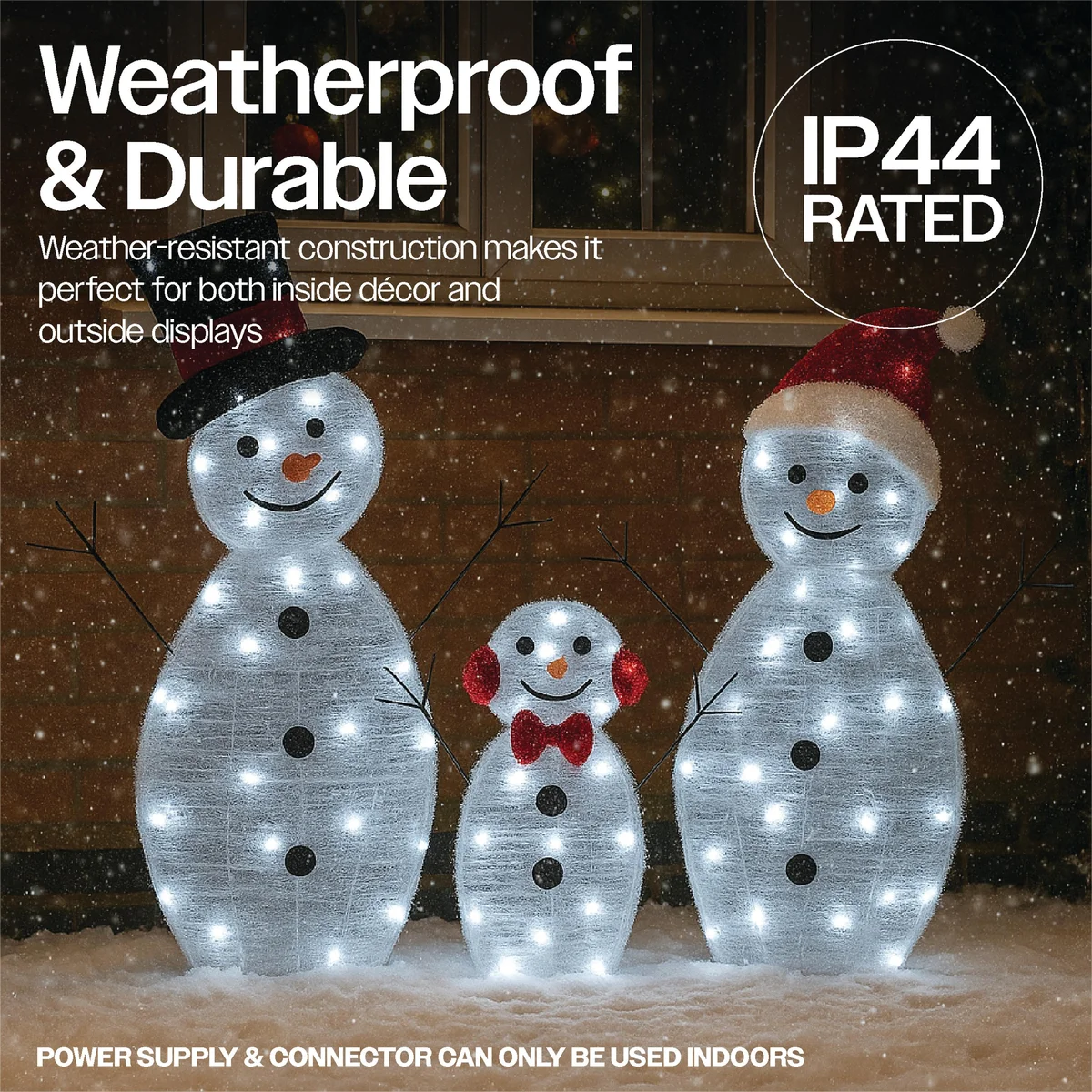LED Outdoor Light Up Snowman Warm White (Pack of 3) XH10096 - Image 3