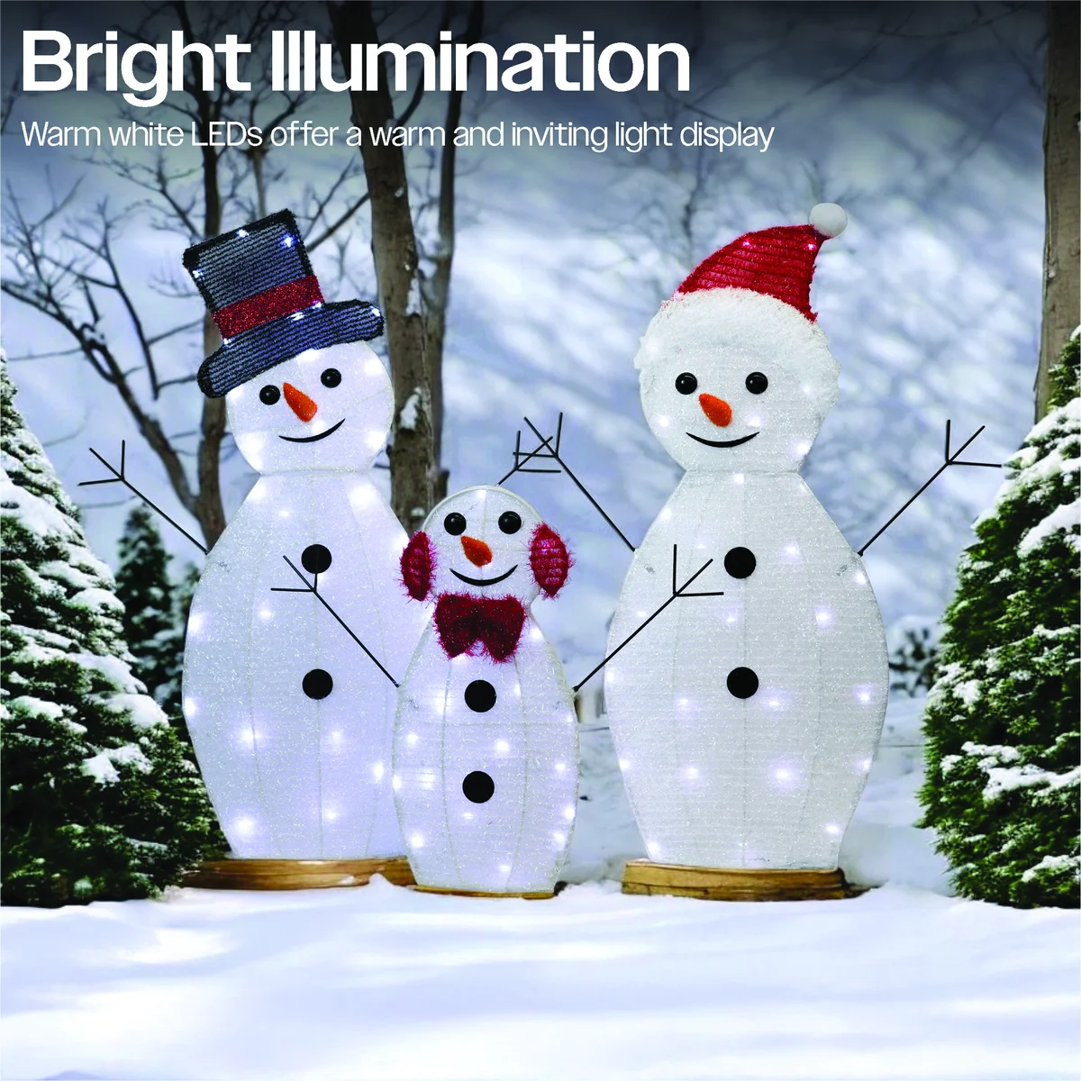 LED Outdoor Light Up Snowman Warm White (Pack of 3) XH10096 - Image 4