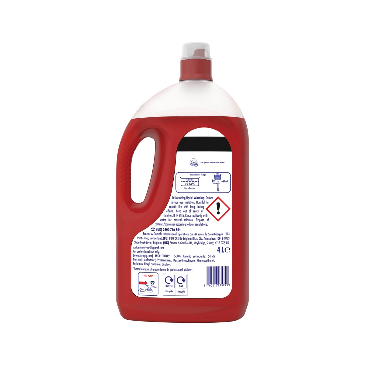 Fairy Professional Washing Up Liquid Platinum 4 Litres (Pack of 2) C008992 - Image 2