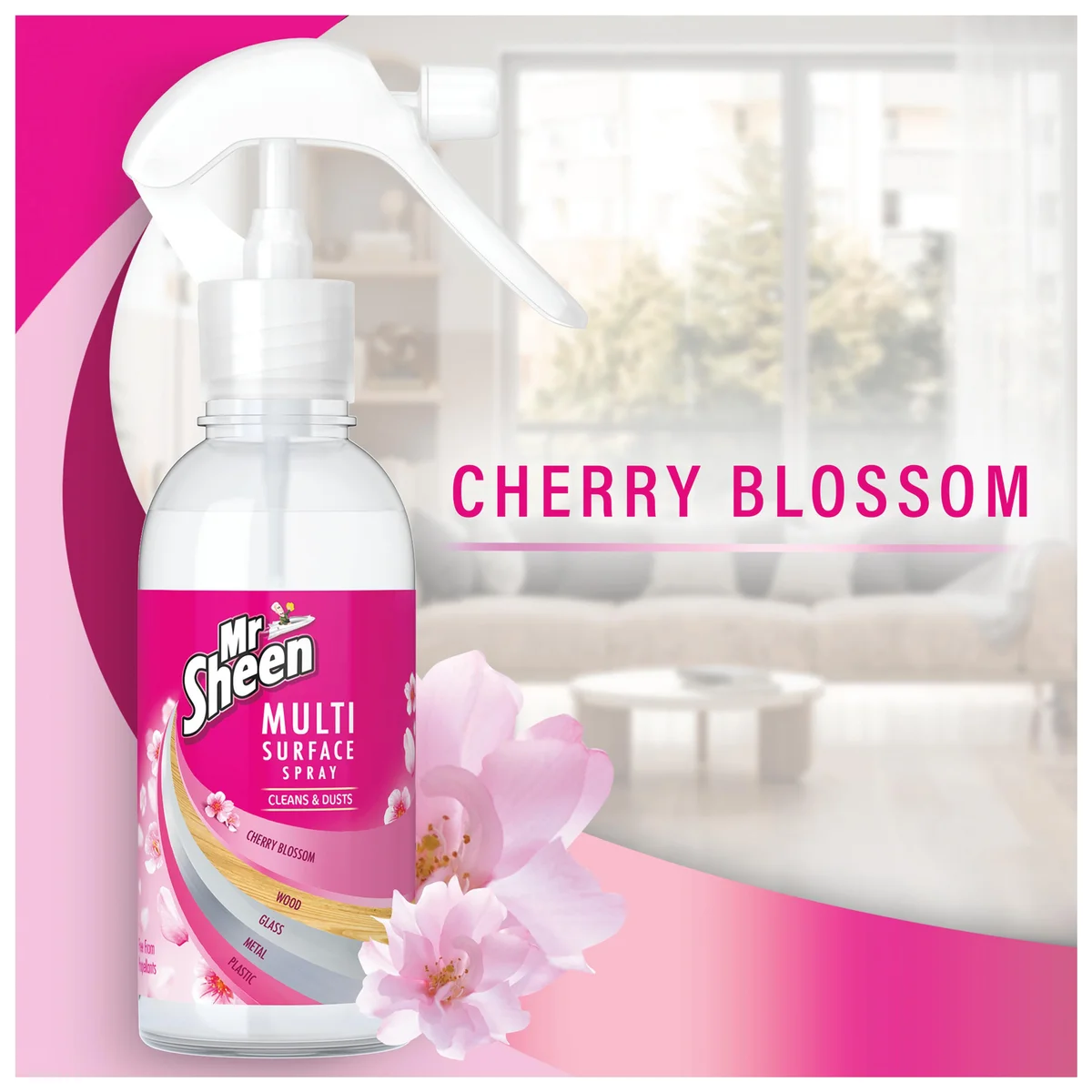 Mr Sheen Multi Surface Cleaner Spray Cherry Blossom Mist 237ml (Pack of 8) 3277553 - Image 2