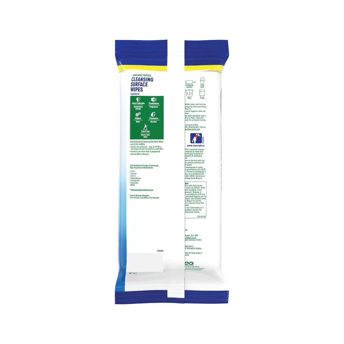 Dettol Antibacterial Biodegradable Cleansing Surface Wipes x126 (Pack of 6) GB-YAF - Image 2