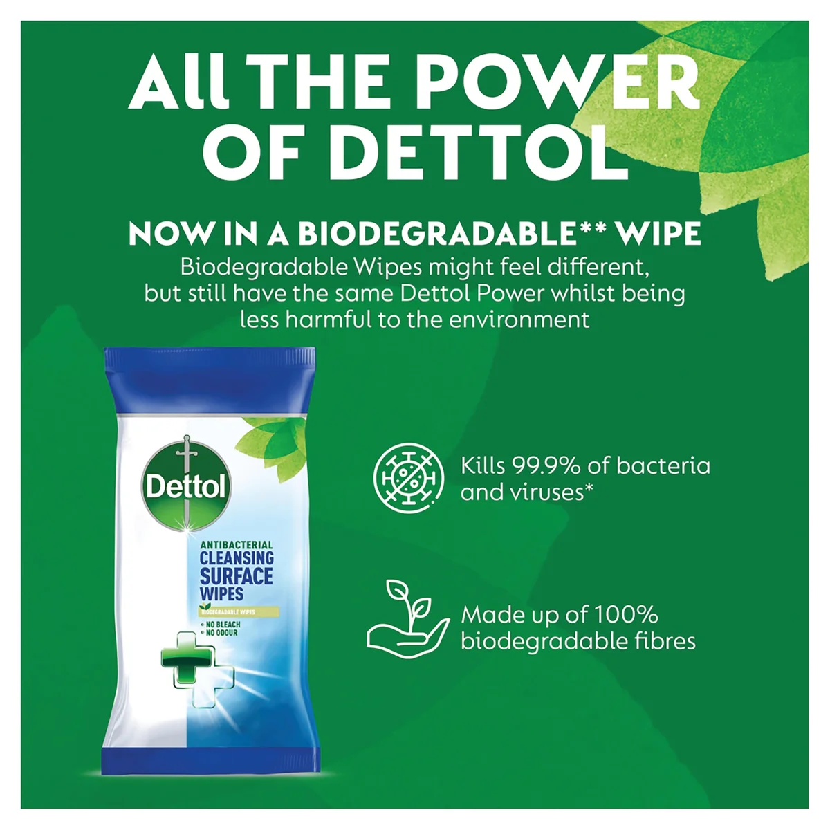 Dettol Antibacterial Biodegradable Cleansing Surface Wipes x126 (Pack of 6) GB-YAF - Image 3