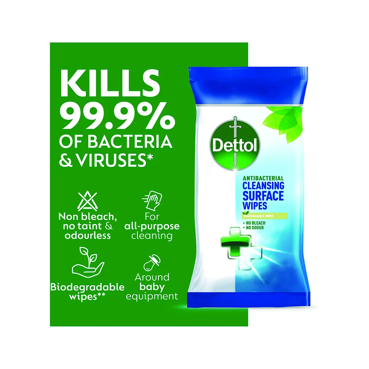 Dettol Antibacterial Biodegradable Cleansing Surface Wipes x126 (Pack of 6) GB-YAF - Image 4