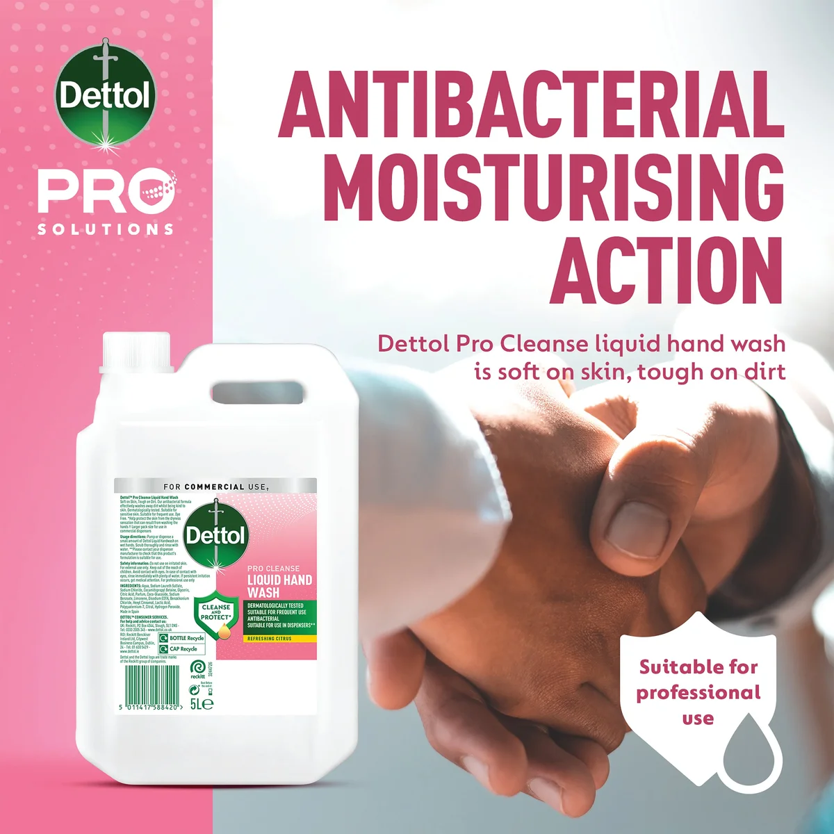 Dettol Pro Cleanse Hand Wash Soap Citrus 5L Buy 2 Get Free Dispenser - Image 2