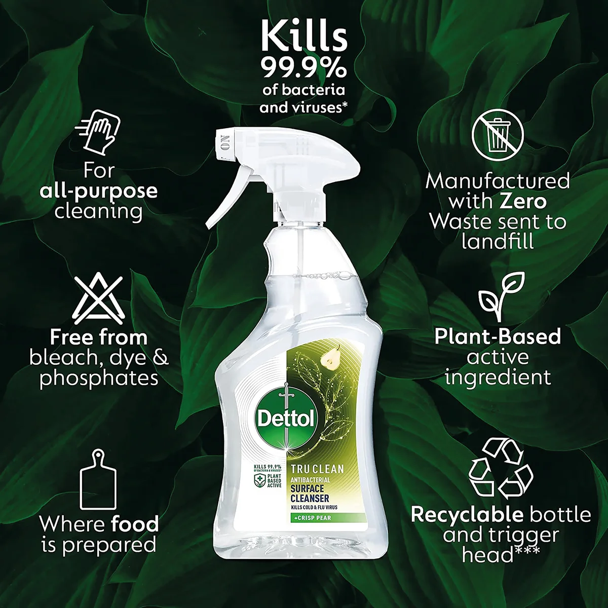 Dettol Tru Clean Surface Cleanser Spray Crisp Pear 750ml (Pack of 6) 3151865 - Image 2