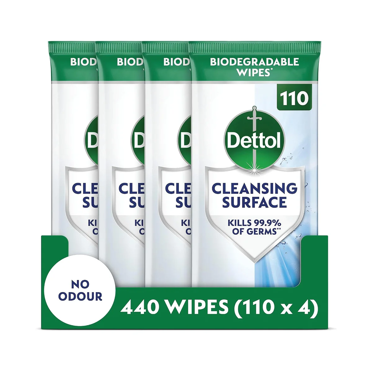 Dettol Cleansing Surface Wipes 110 Wipes (Pack of 4) GB-T5B