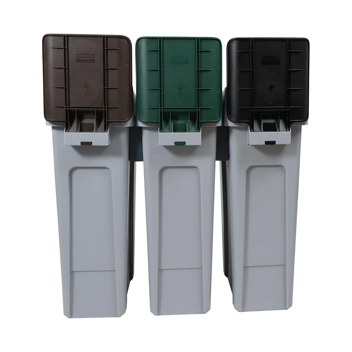 Rubbermaid Slim Jim 3-Stream Recycling Station General Waste/Mixed Recycling/Food Waste 2217670 - Image 3