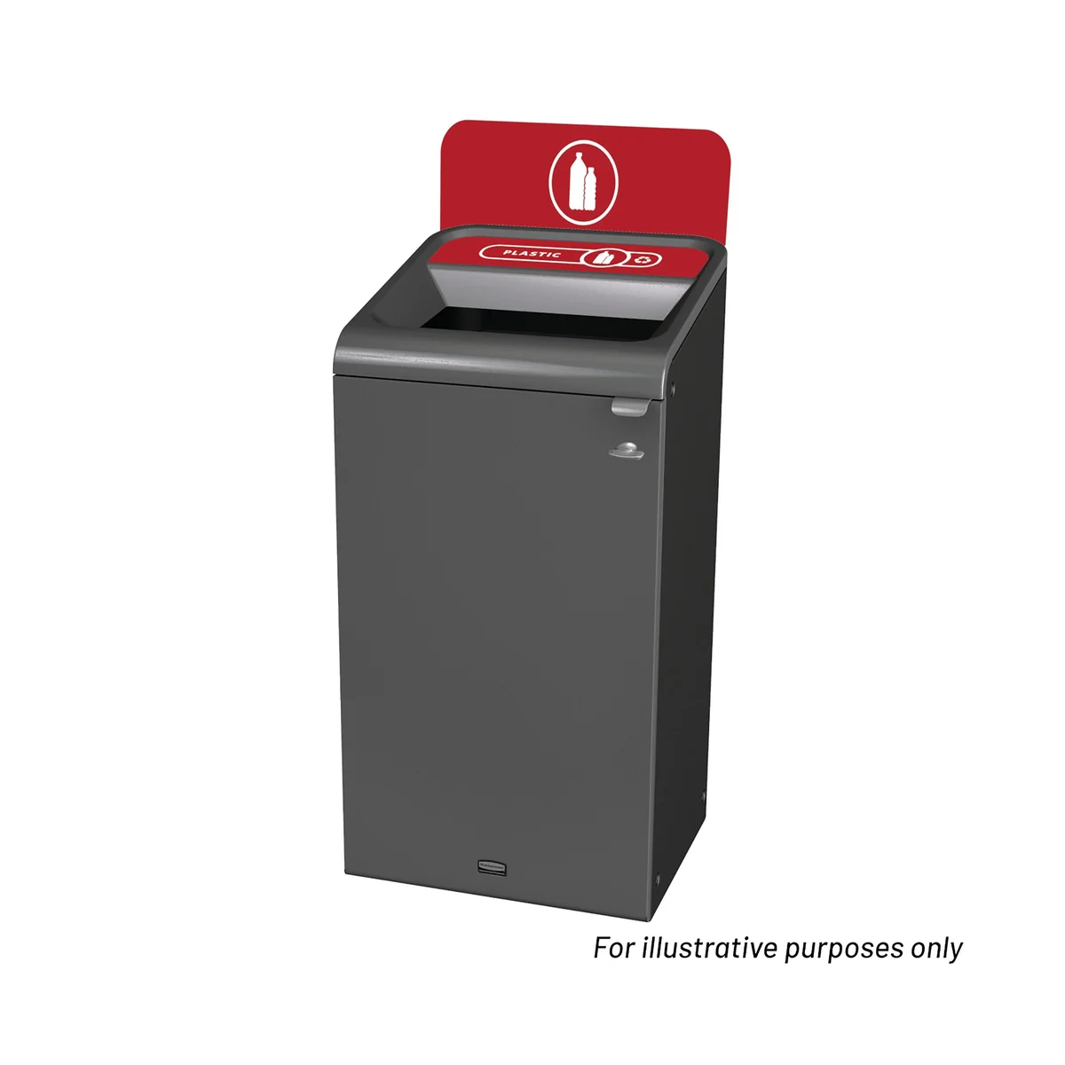 Rubbermaid Configure Container with Plastic Recycling Label 87L Red 2154752 - Image 2