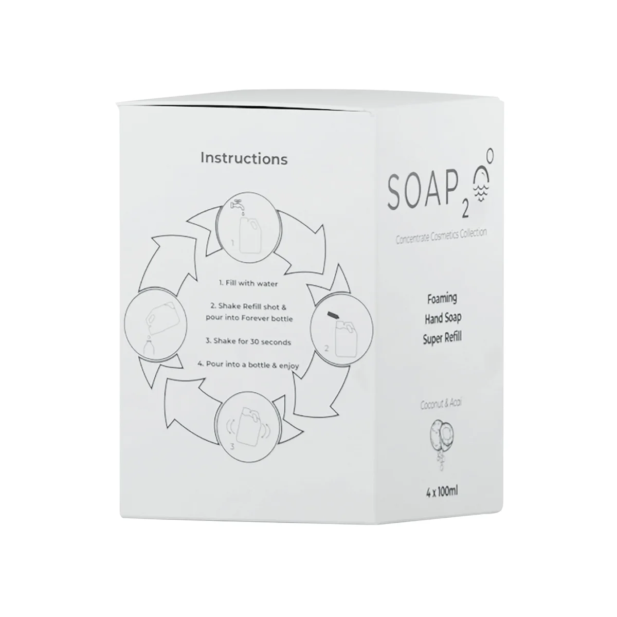 Soap2o Foaming Hand Soap Super Refill Makes 4 Litres (Pack of 4) S2OAB100 - Image 2