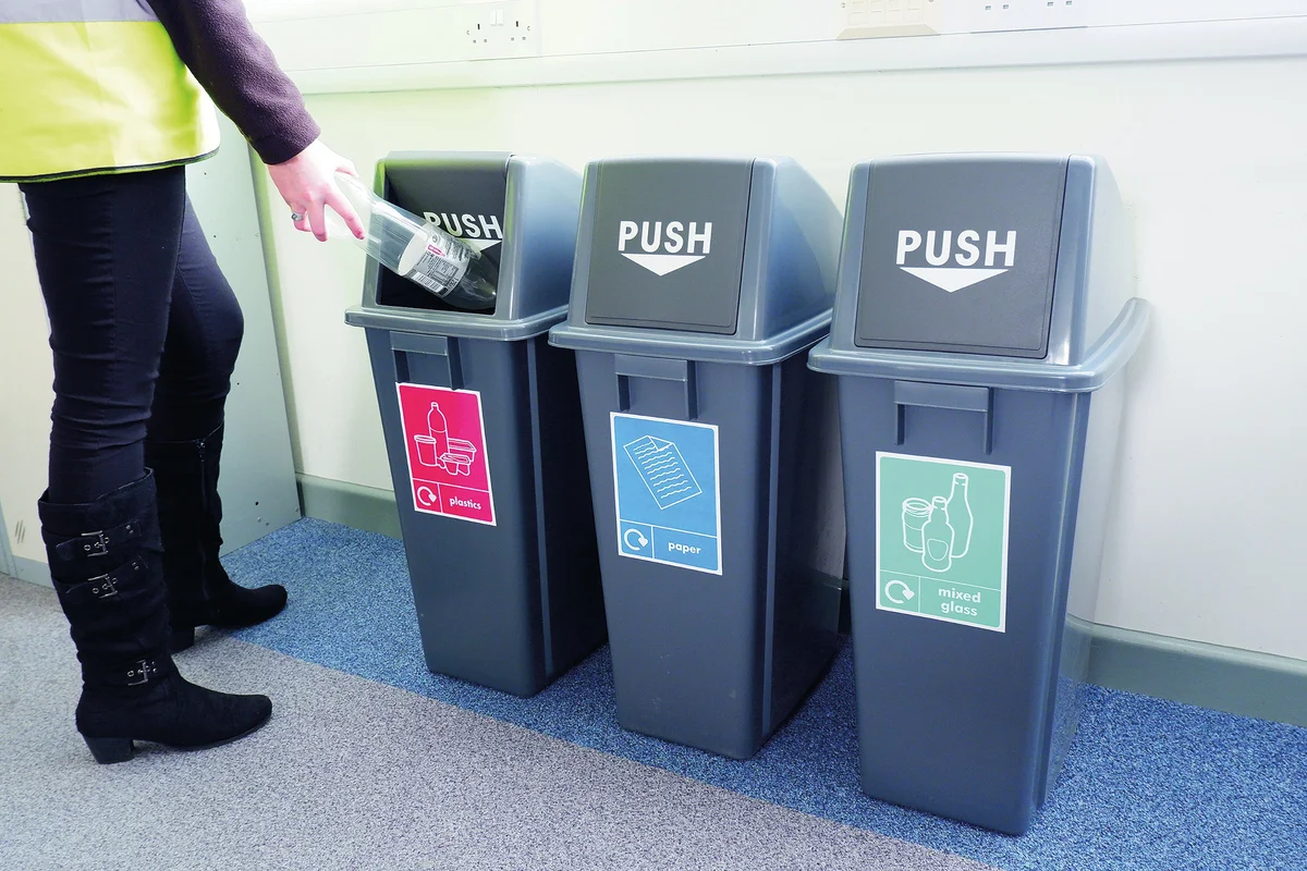 VFM Slim Recycling Bins with Range of Stickers (Set of 3) 416995 - Image 2