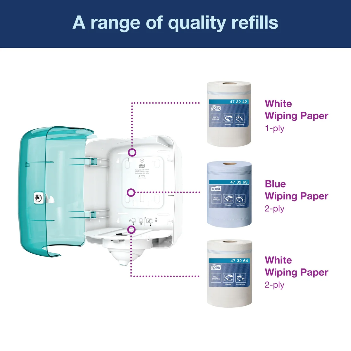 Tork Reflex M4 Centrefeed Dispenser Turquoise 473180 - Image 2