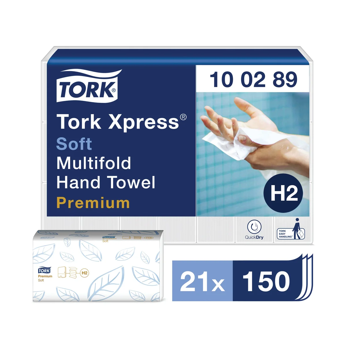 Tork Xpress Multifold Hand Towel H2 White 150 Sheets (Pack of 21) 100289 - Image 2