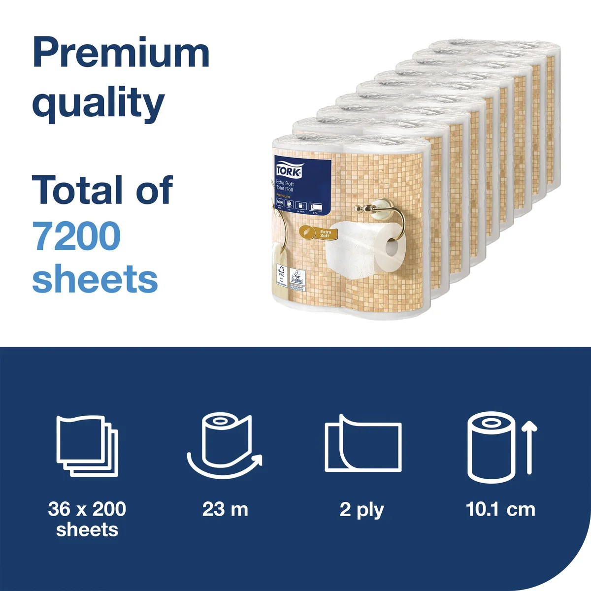 Tork Extra Soft Conventional Toilet Roll Premium 2-Ply 200 Sheets Per Roll 9x4 (Pack of 36) 101409 - Image 2