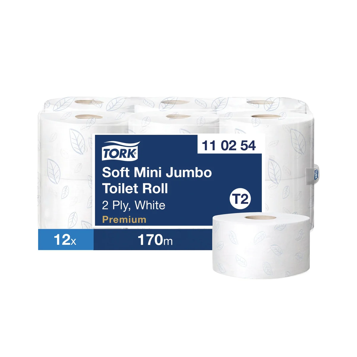 Tork T2 System Mini Jumbo Roll 2-Ply 850 Sheets (12 Pack) 110254 - Image 1