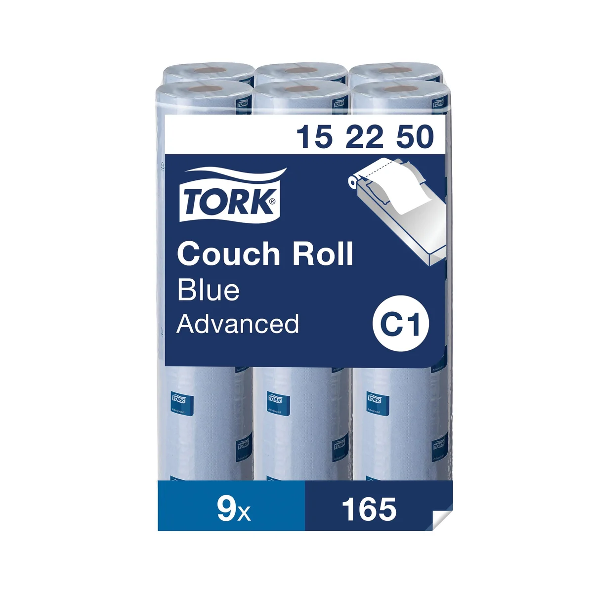 Tork C1 Couch Roll 2-Ply 54m Blue (Pack of 9) 152250 - Image 1