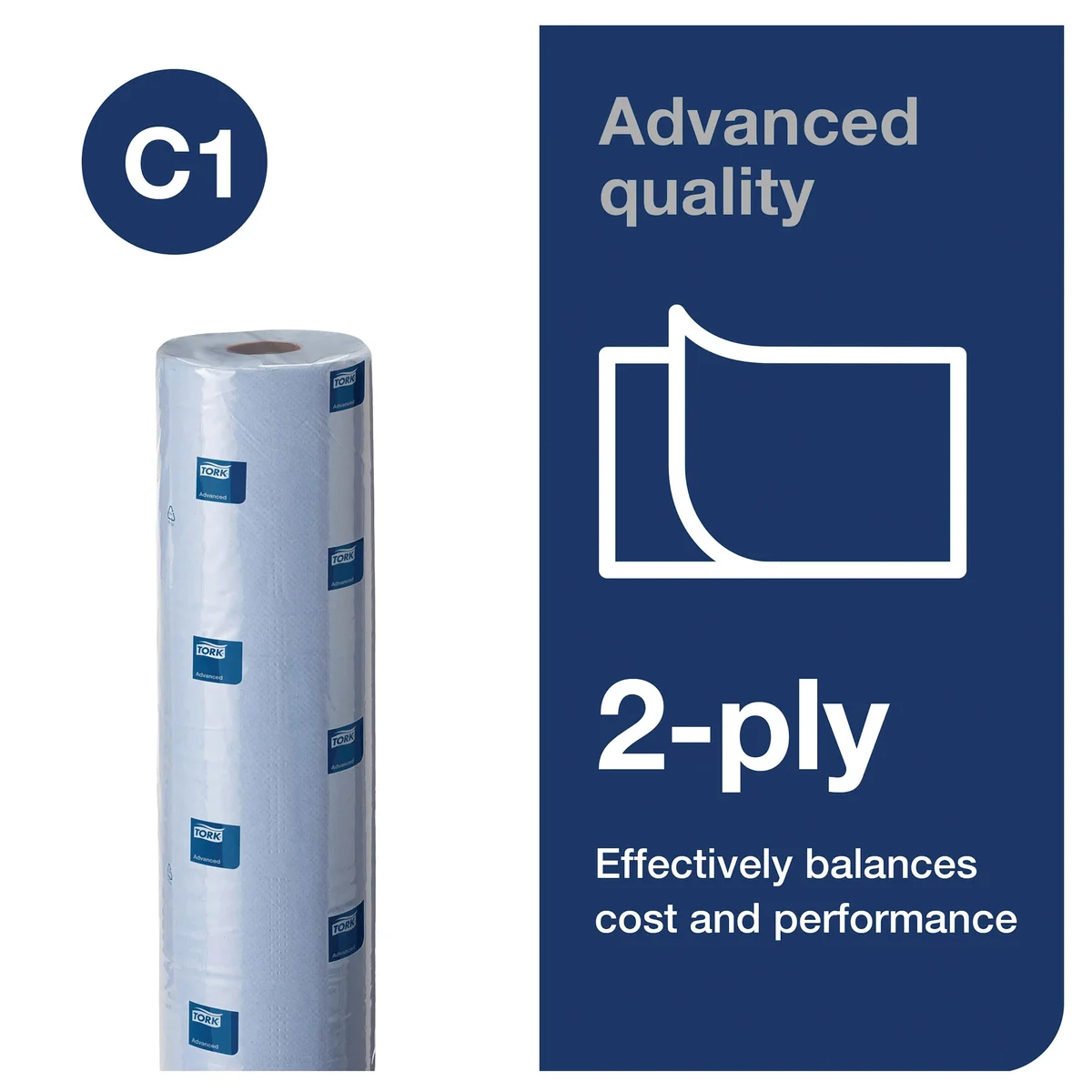 Tork C1 Couch Roll 2-Ply 54m Blue (Pack of 9) 152250 - Image 2