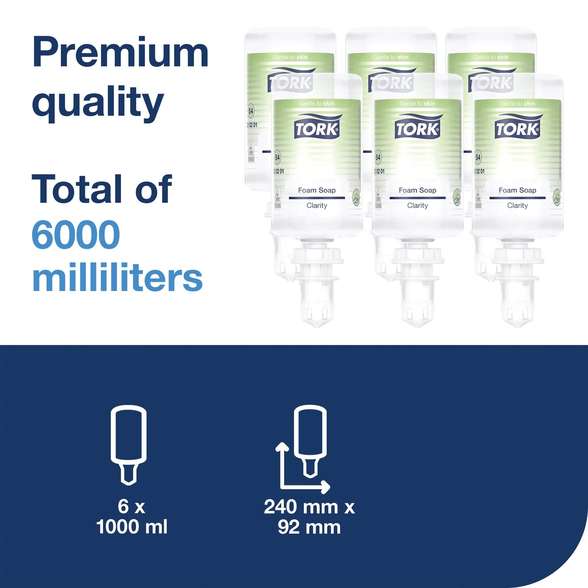 Tork Clarity Foam Soap Refill 1000ml (Pack of 6) 520201 - Image 2