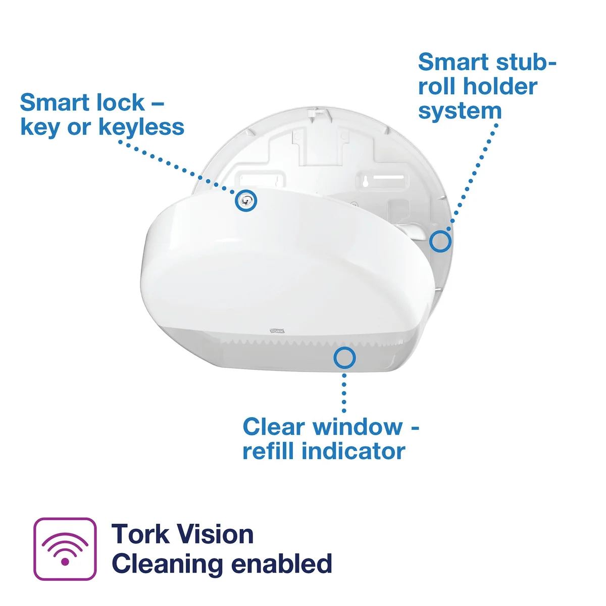 Tork T2 Mini Jumbo Toilet Roll Dispenser White 555000 - Image 2