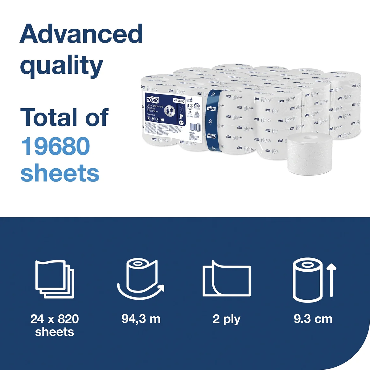 Tork OptiServe Coreless Toilet Paper Advanced 2-Ply (Pack of 24) 472630 - Image 3