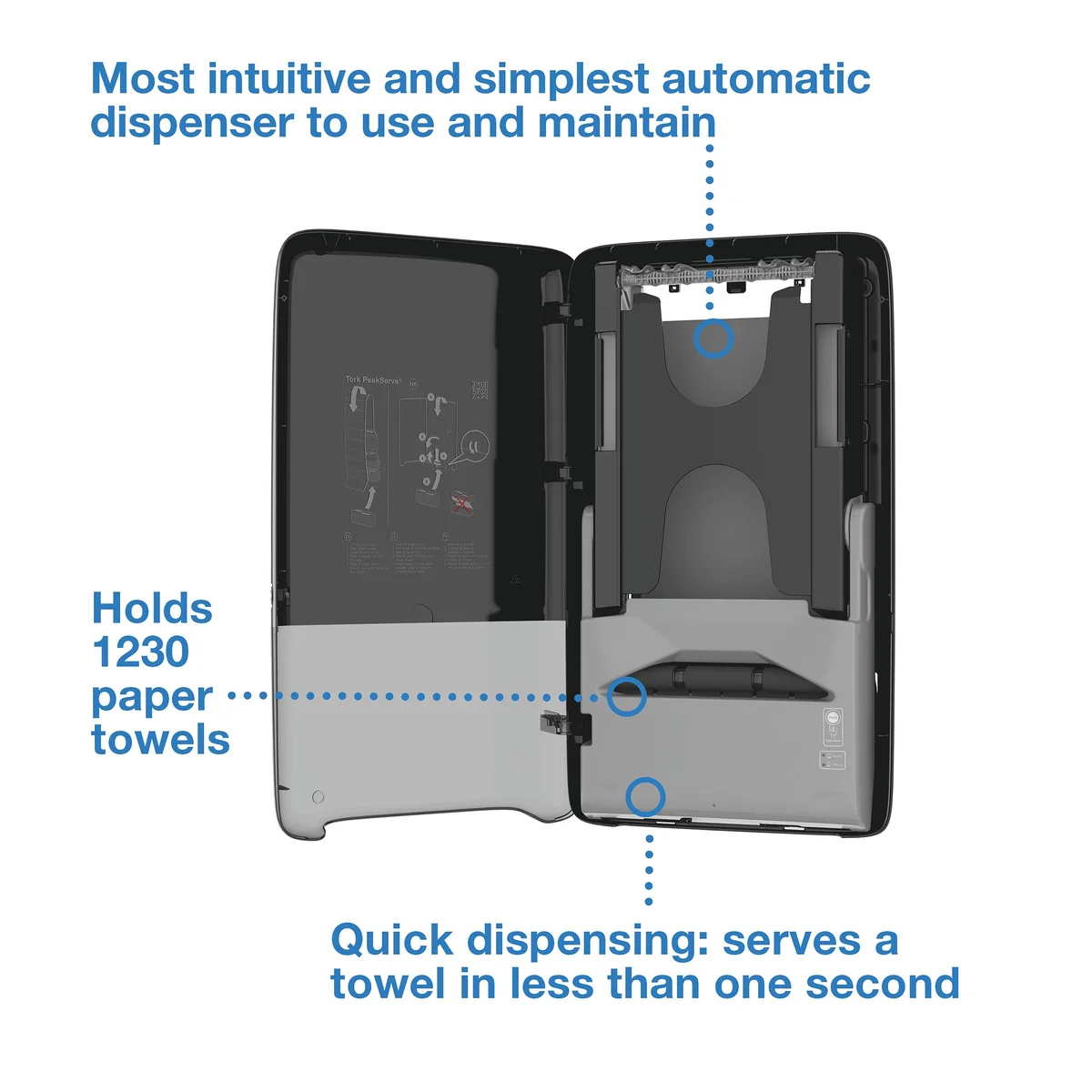 Tork PeakServe Automatic Hand Towel Dispenser Black 552509 - Image 3