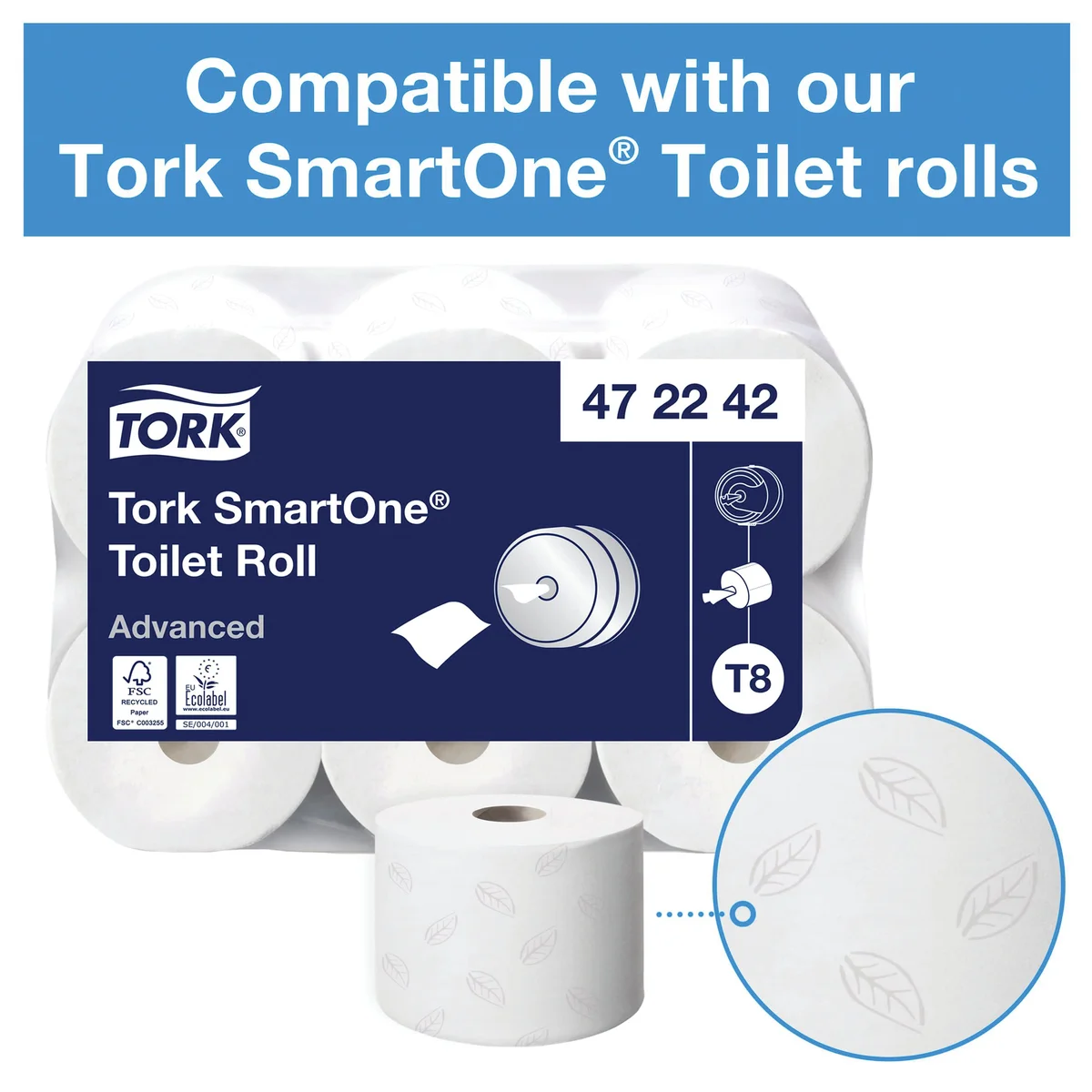 Tork T8 SmartOne Toilet Paper Dispenser White 680000 - Image 2