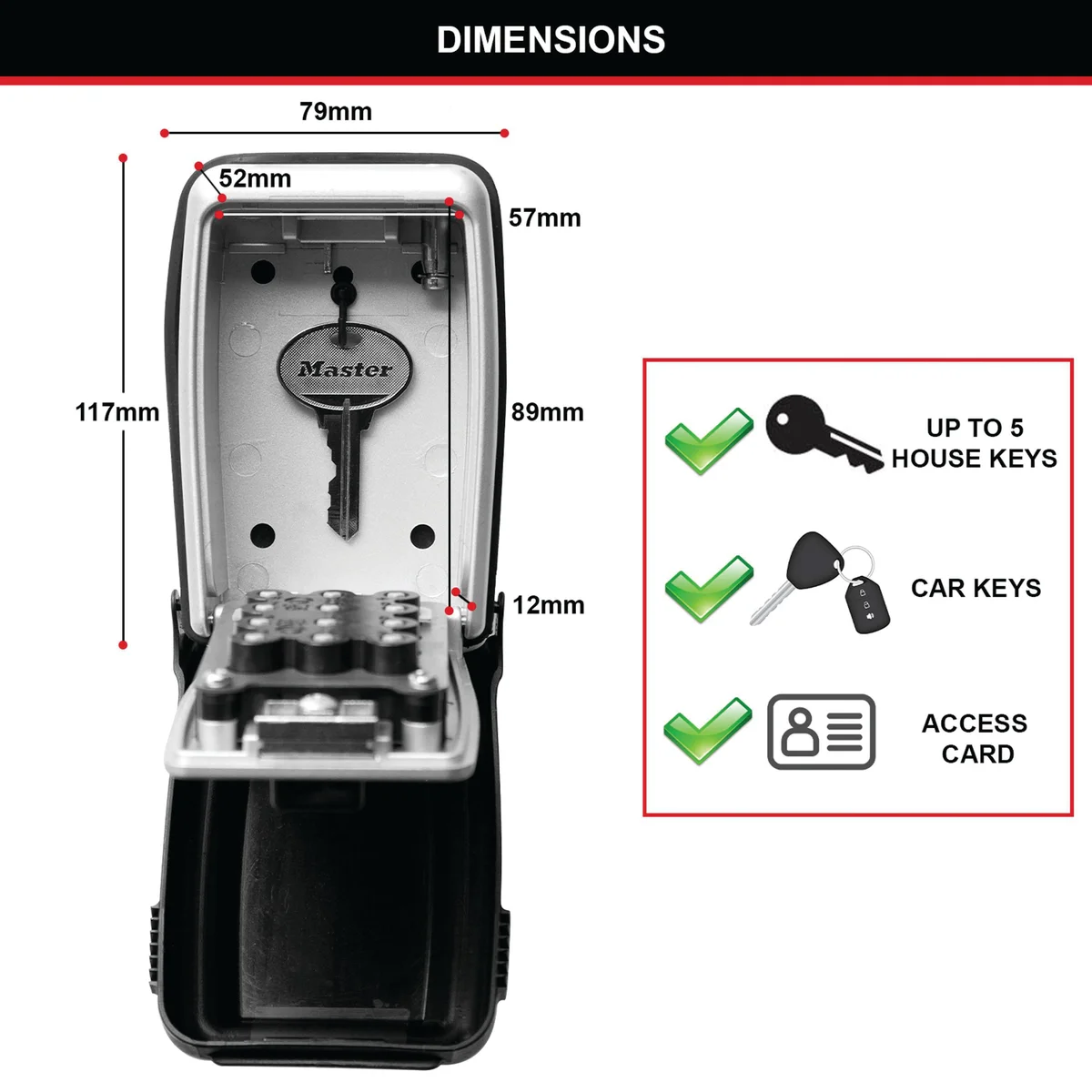 Master Lock Select Access Key Safe Box Push Button Wall Mount 5423EURD - Image 3