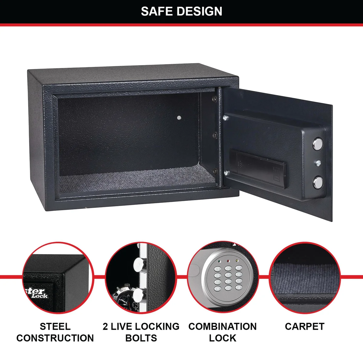 Master Lock Security Safe Electronic Lock Black X055ML - Image 3