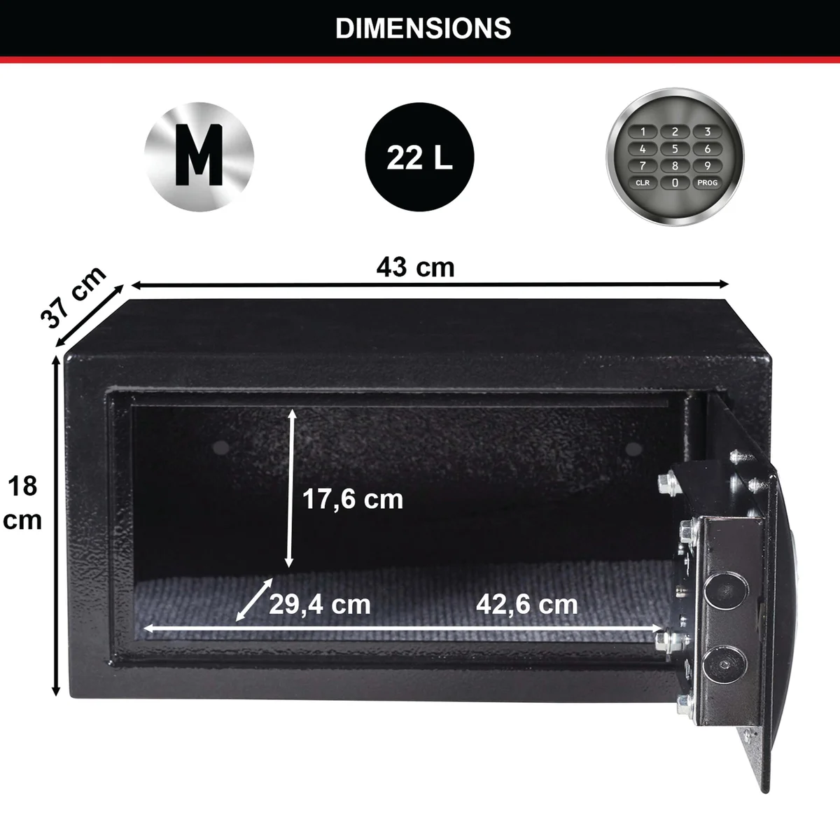 Master Lock Electronic Lock  Laptop Safe 22 Litre Black X075ML - Image 2