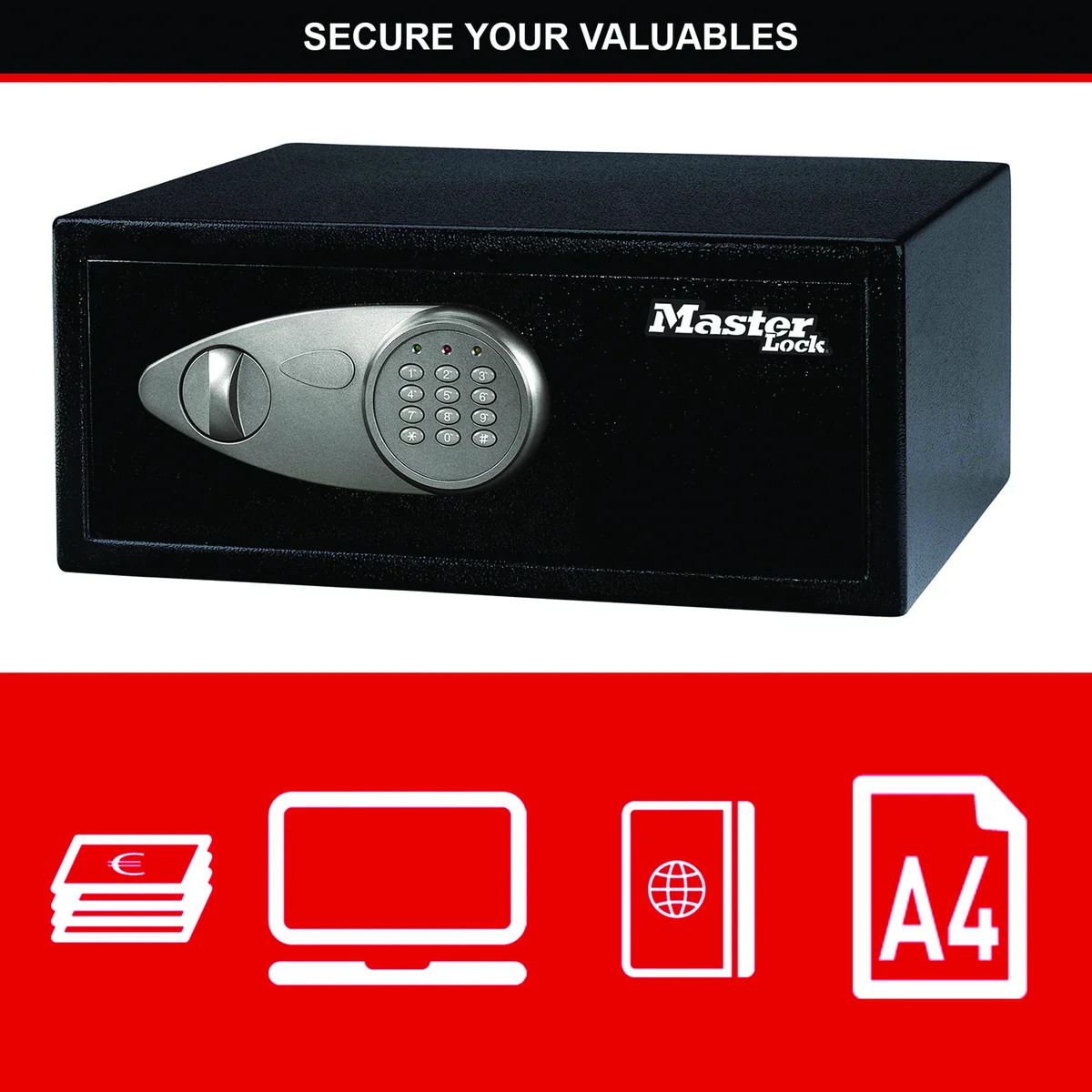 Master Lock Electronic Lock  Laptop Safe 22 Litre Black X075ML - Image 4
