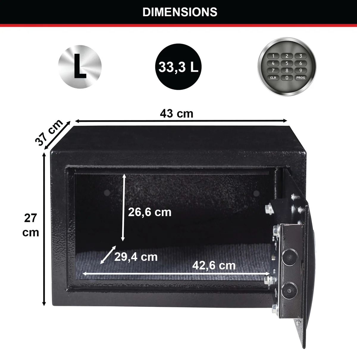 Master Lock Laptop Safe Electronic Lock Black 34 Litre X125mL - Image 3