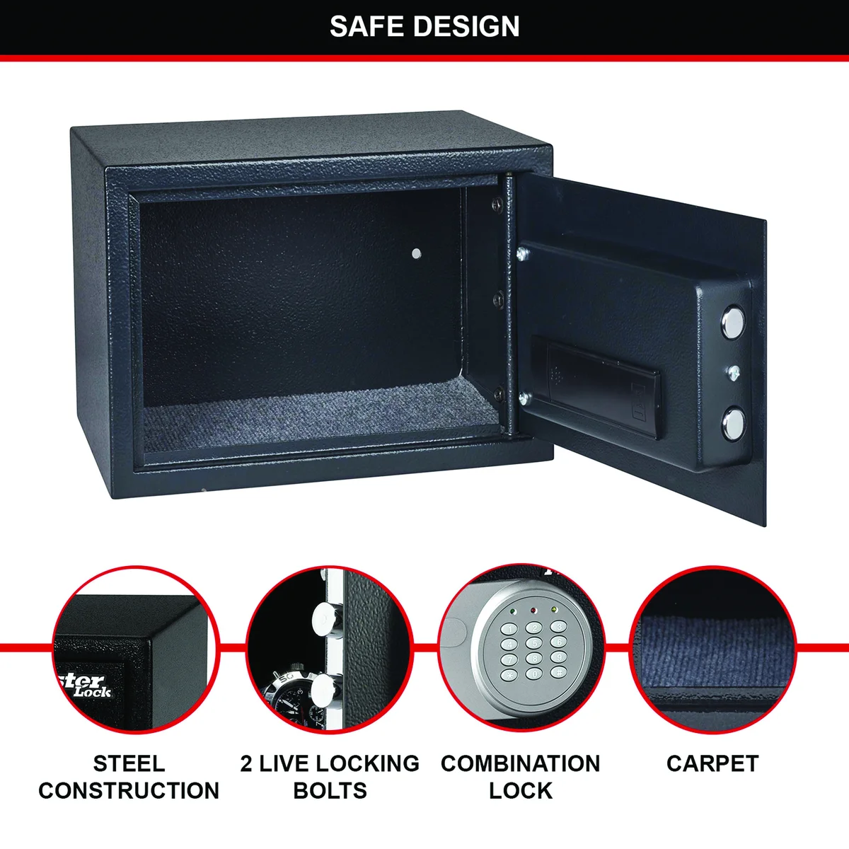 Master Lock Laptop Safe Electronic Lock Black 34 Litre X125mL - Image 4