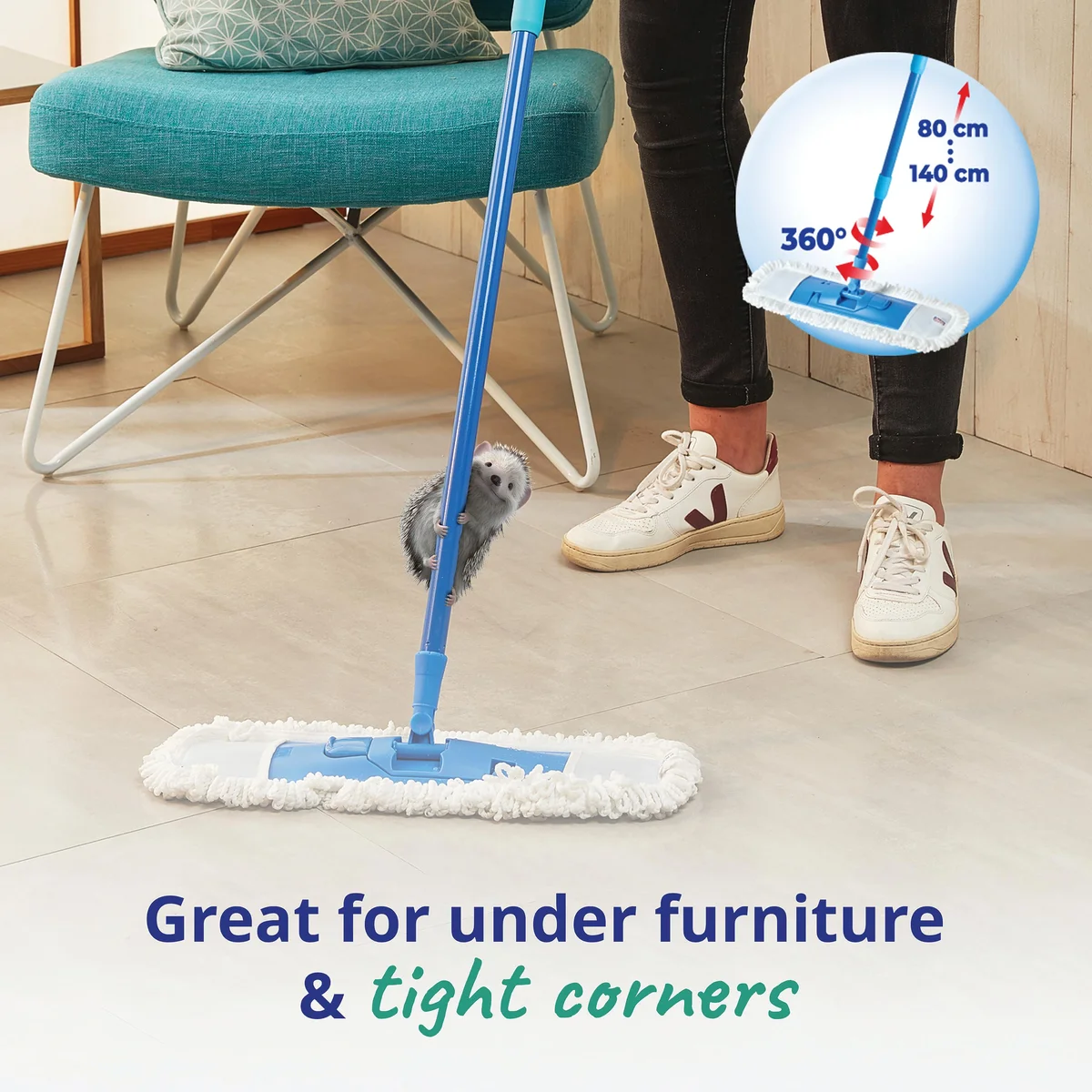 Spontex Extra Flat Wet and Dry Microfibre Mop 19100050 - Image 3