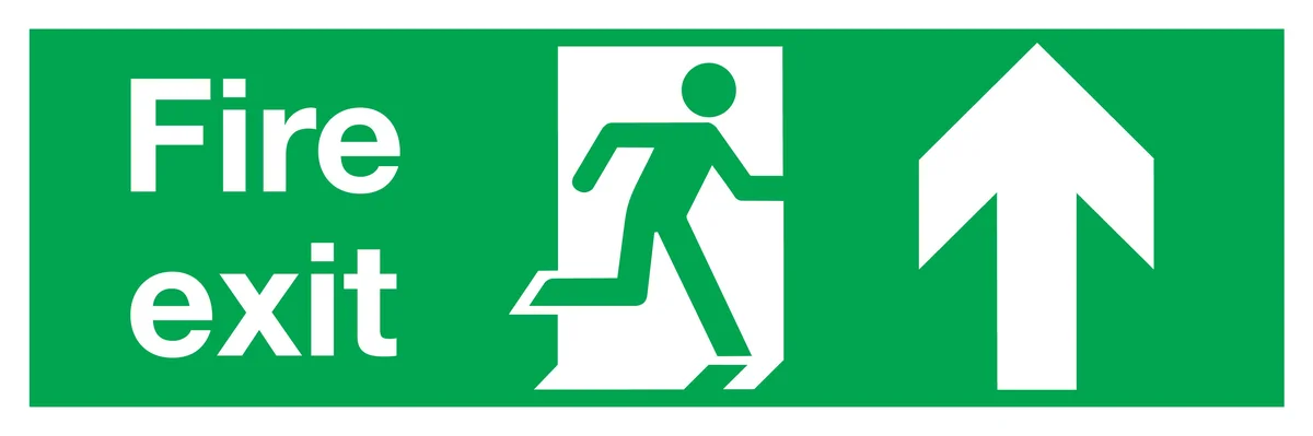 Safety Sign Fire Exit Running Man Arrow Up 150x450mm PVC FX04711R - Image 2