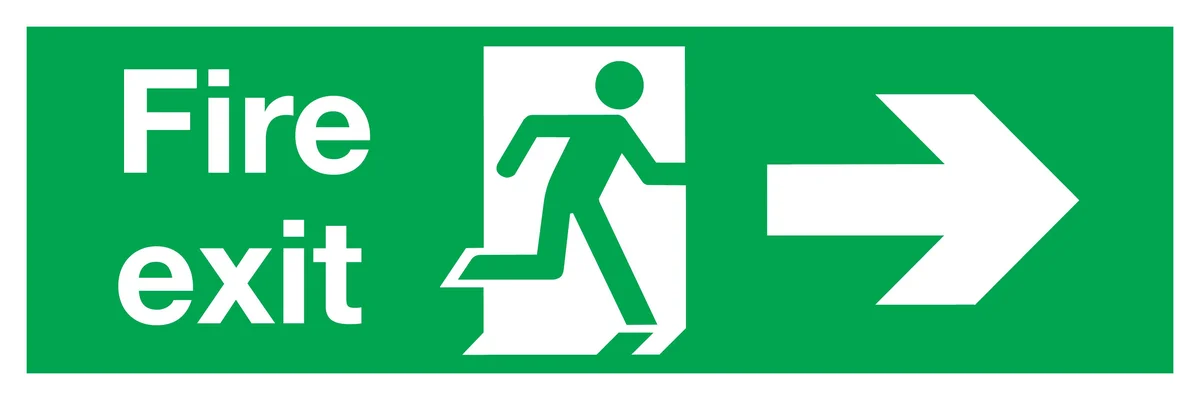 Safety Sign Fire Exit Running Man Arrow Right 150x450mm PVC FX04411R - Image 2