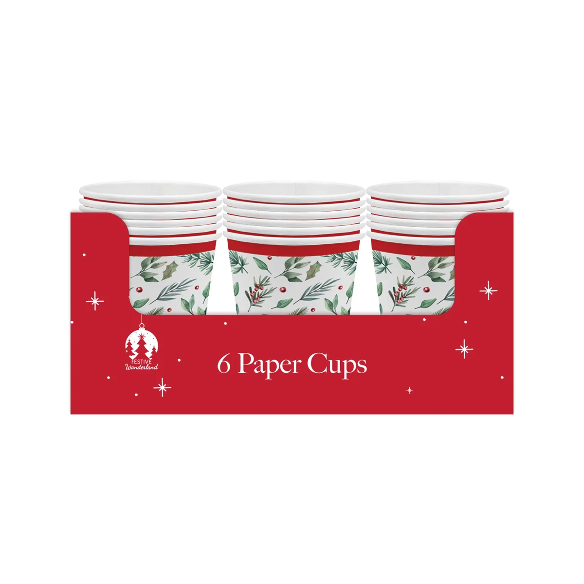 Traditional Christmas Party Paper Cups x6 (Pack of 12) X9980B - Image 2